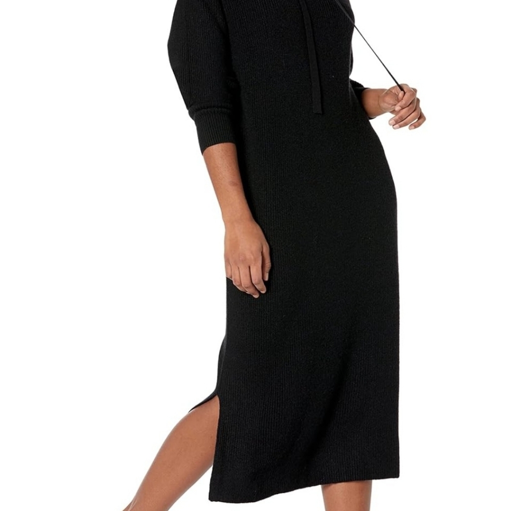 Elegant Black Knit Dress Claudia Cuddle Hoodie Midi Dress
